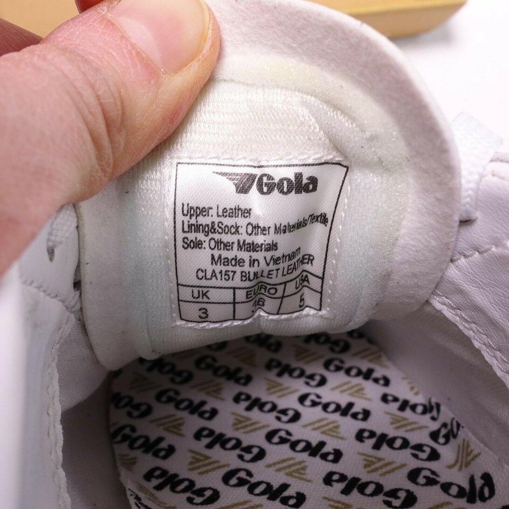 Gola Bullet Leather Sneakers CLA157 White/Navy - Picture 11 of 12
